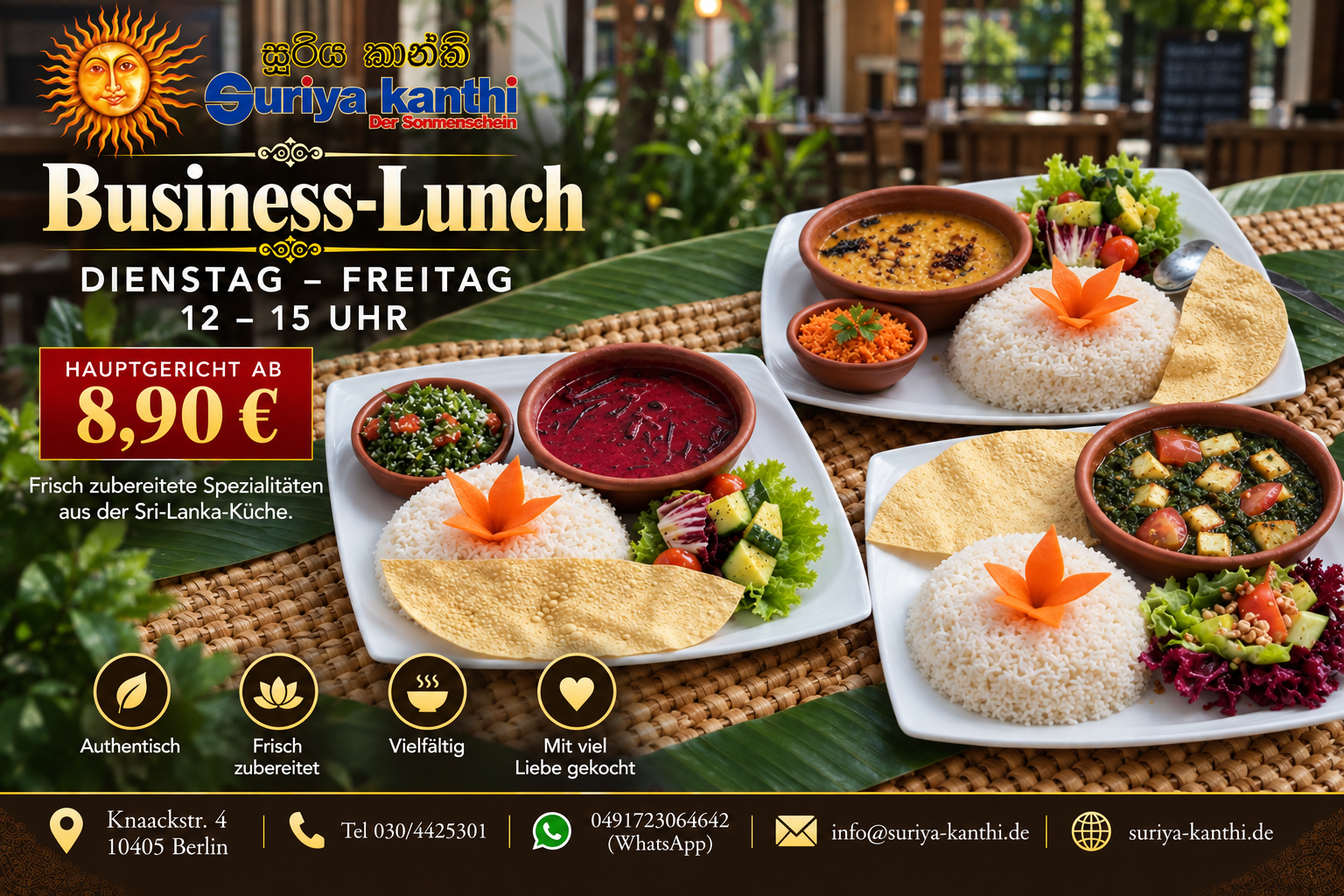 Business-Lunch & Mittagstisch · Di–Fr 12–15 Uhr